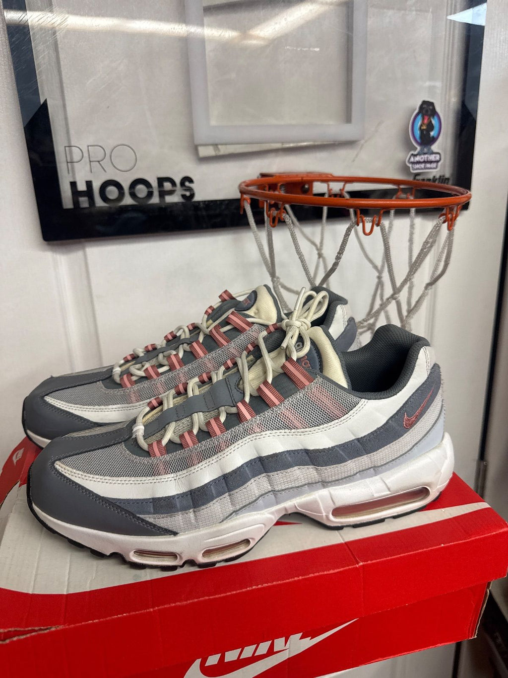 Nike Air Max 95 Vast Grey Red Stardust - Lightly Used, Replacement Box