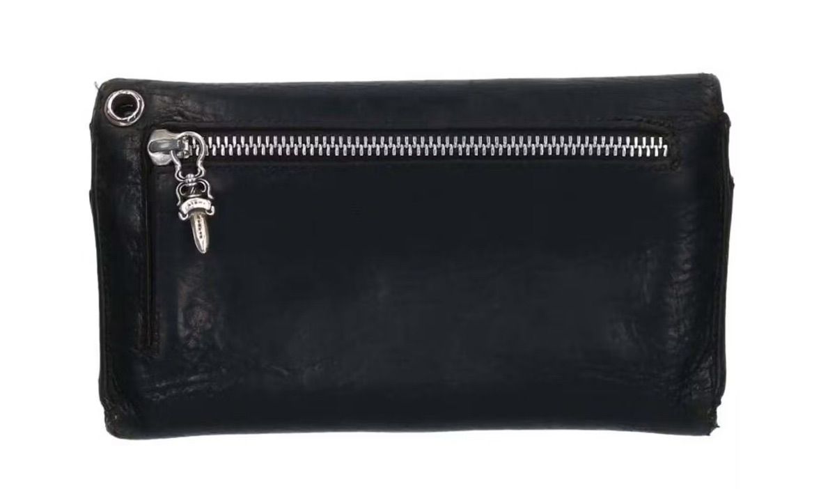 Chrome Hearts Cross Ball Button Leather Wallet Black