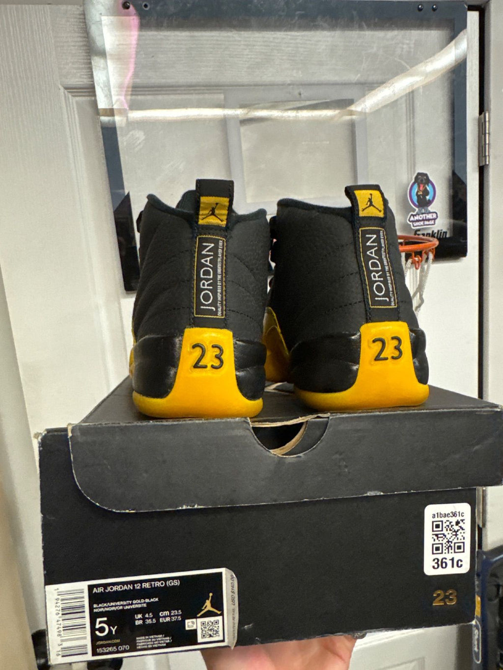Jordan 12 Retro Black University Gold (GS) - Lightly Used, OG All