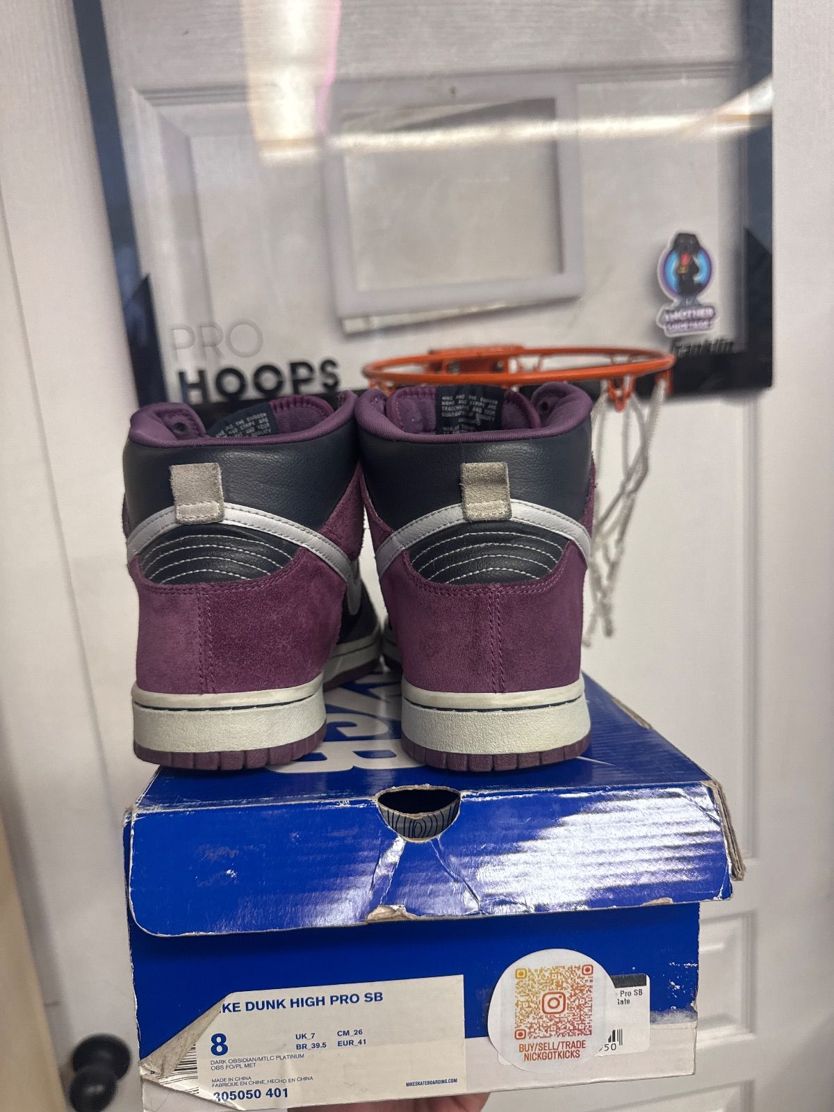 Nike SB Dunk High Dark Obsidian Metallic Platinum - Lightly Used, OG All