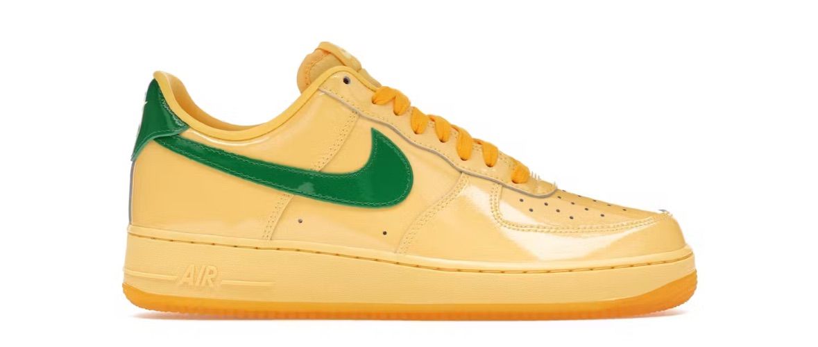 Nike Air Force 1 Low Patent Leather Topaz Gold Pine Green
