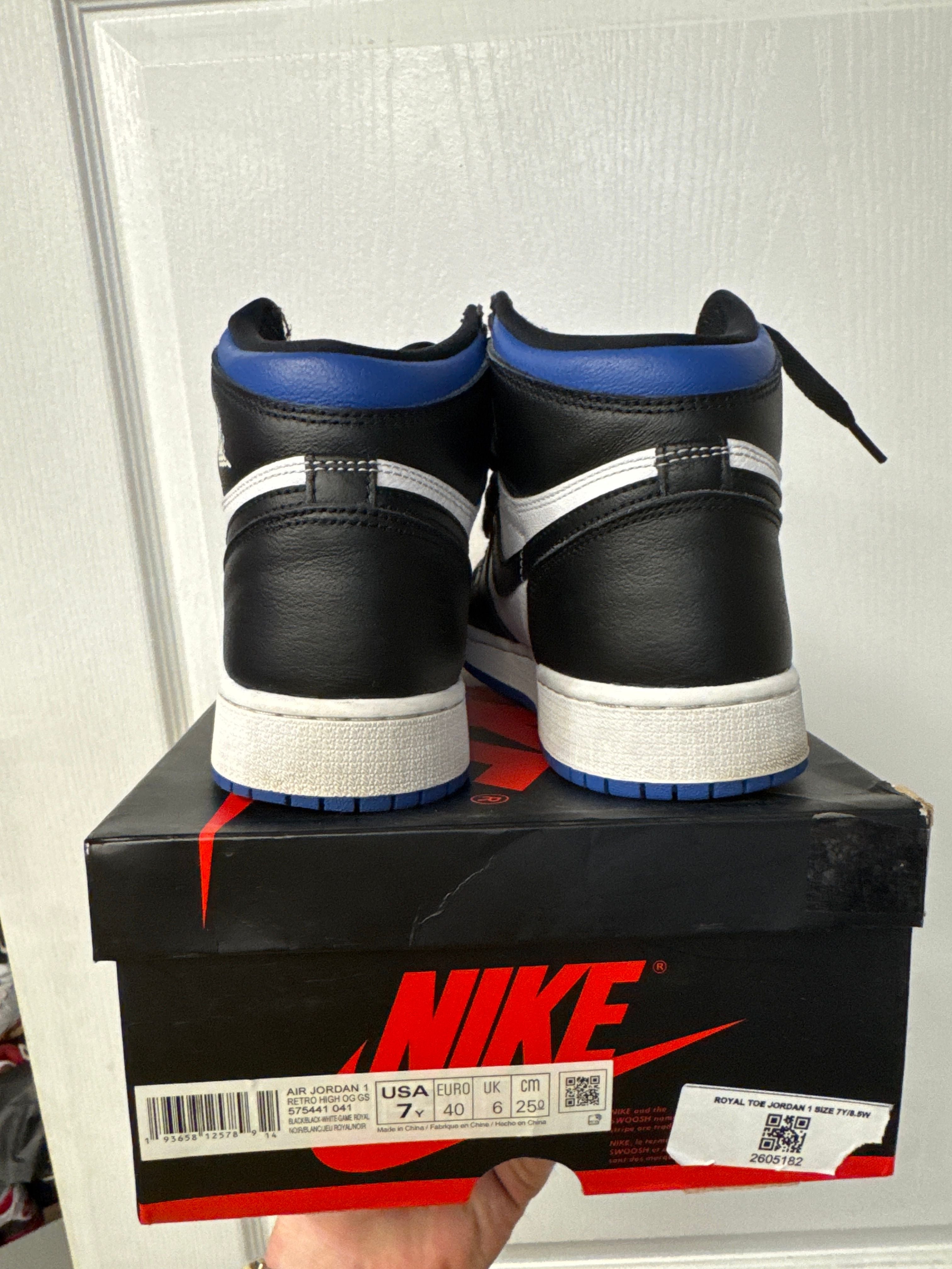 Jordan 1 Retro High Royal Toe (GS) - Lightly Used, OG All