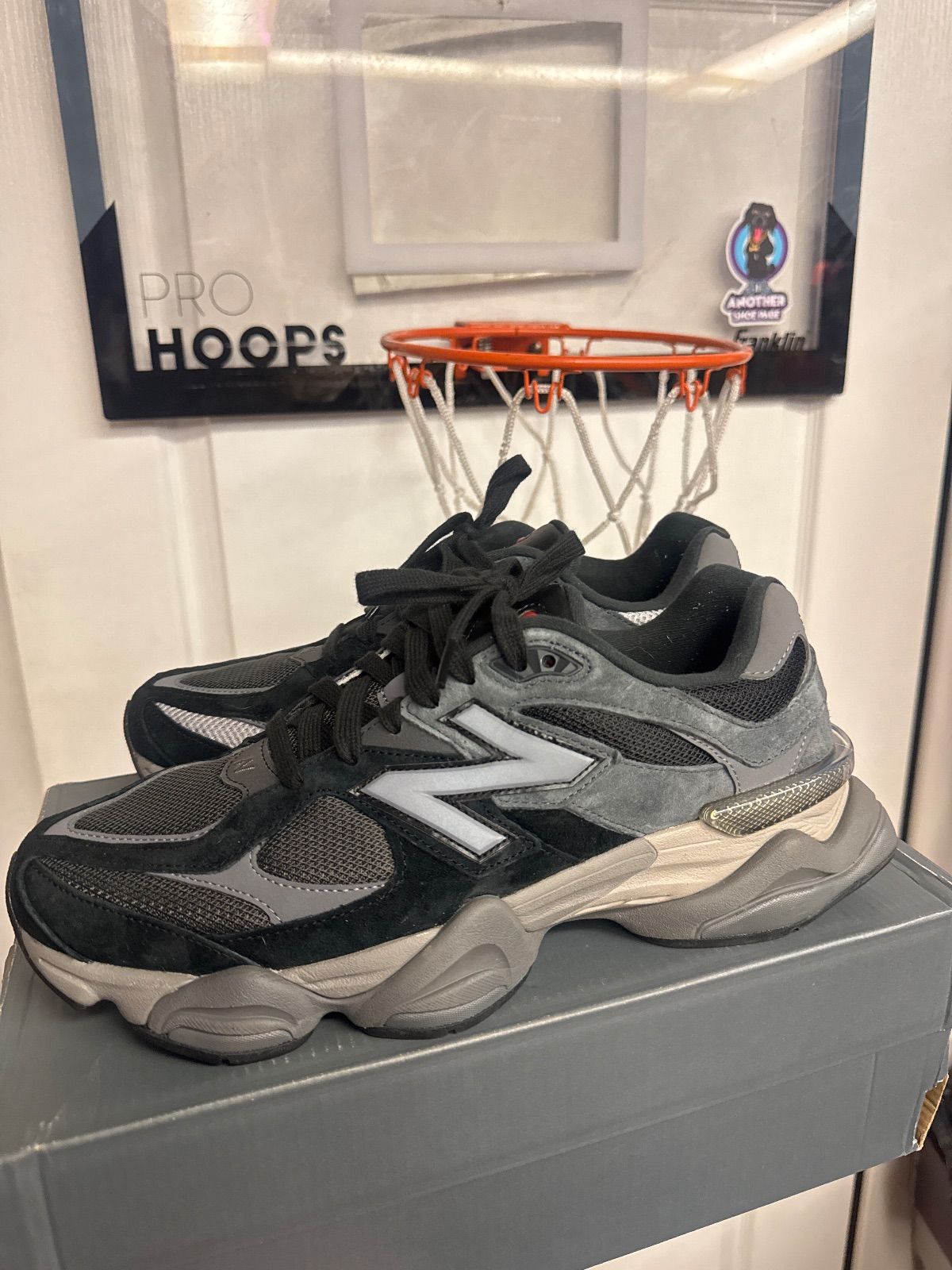 New Balance 9060 Black Castlerock - Lightly Used, Replacement Box