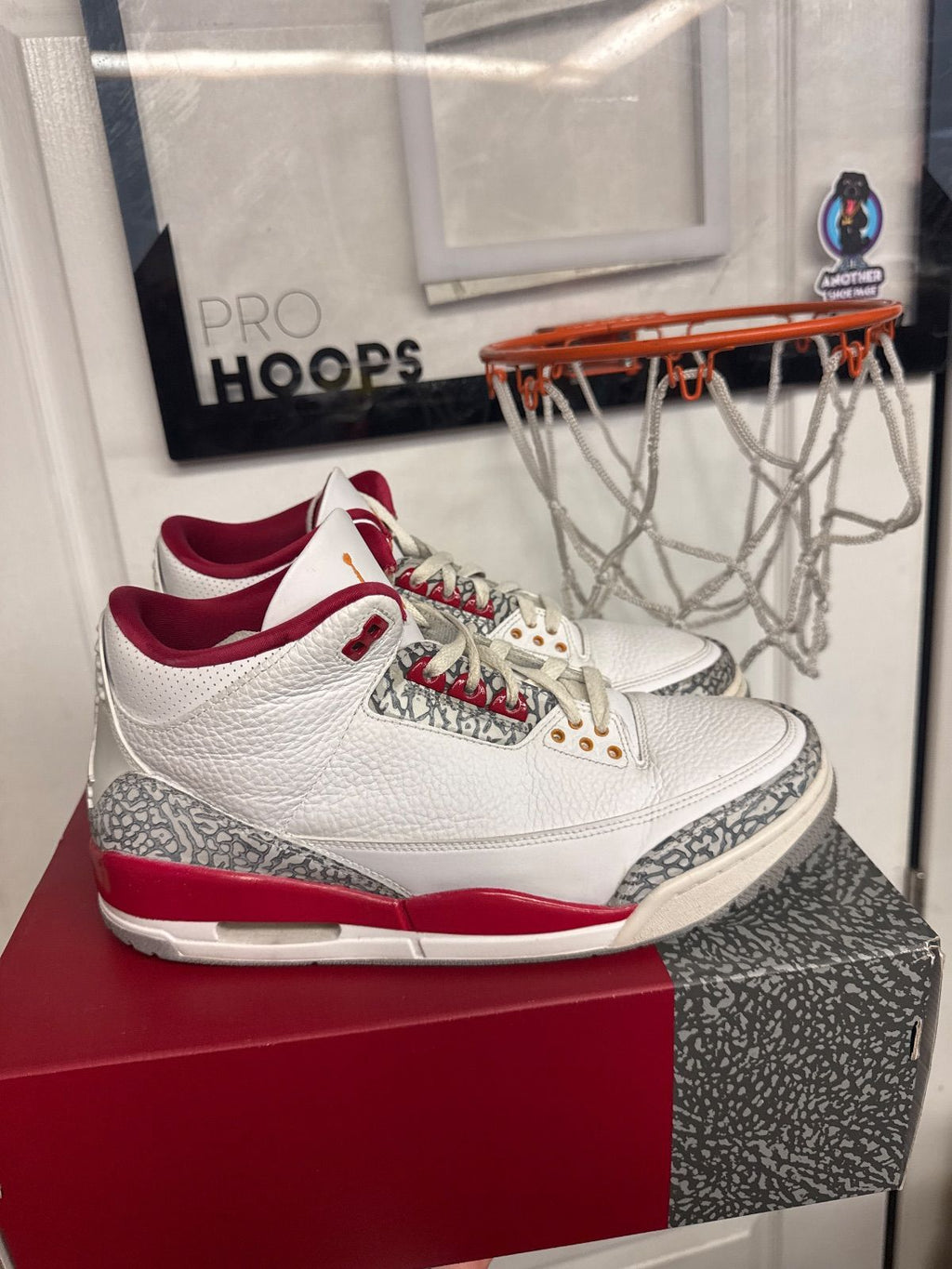 Jordan 3 Retro Cardinal Red - Fairly Used, OG All
