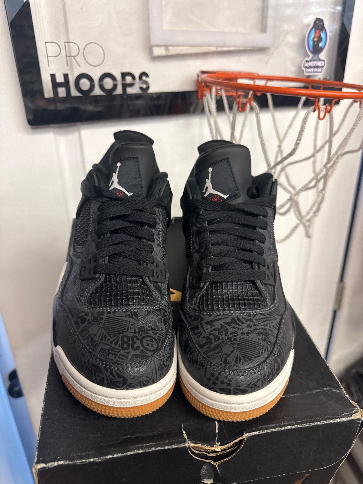 Jordan 4 Retro Laser Black Gum (GS) - Lightly Used, OG All