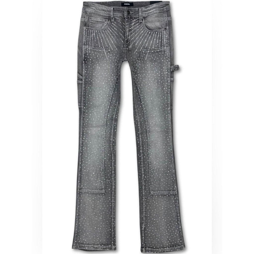 Kindred Full Rhinestone Carpenter Jeans Grey