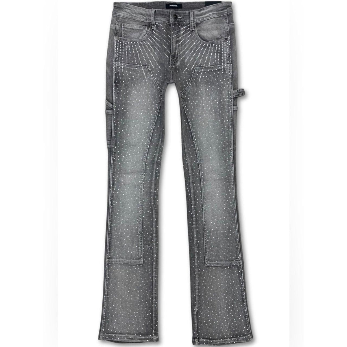 Kindred Full Rhinestone Carpenter Jeans Grey