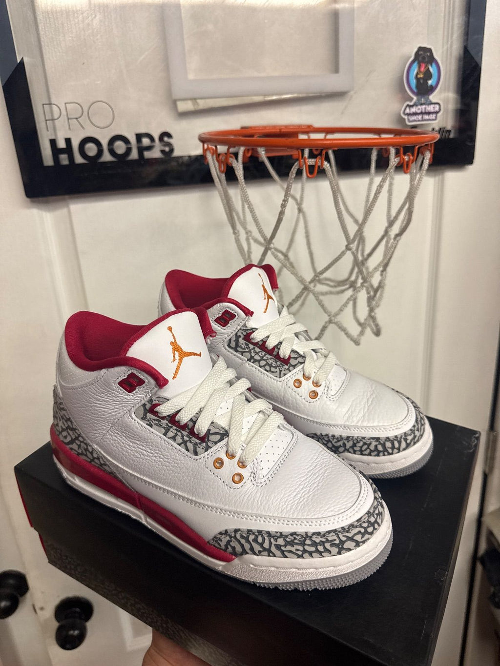 Jordan 3 Retro Cardinal (GS) - Lightly Used, OG All