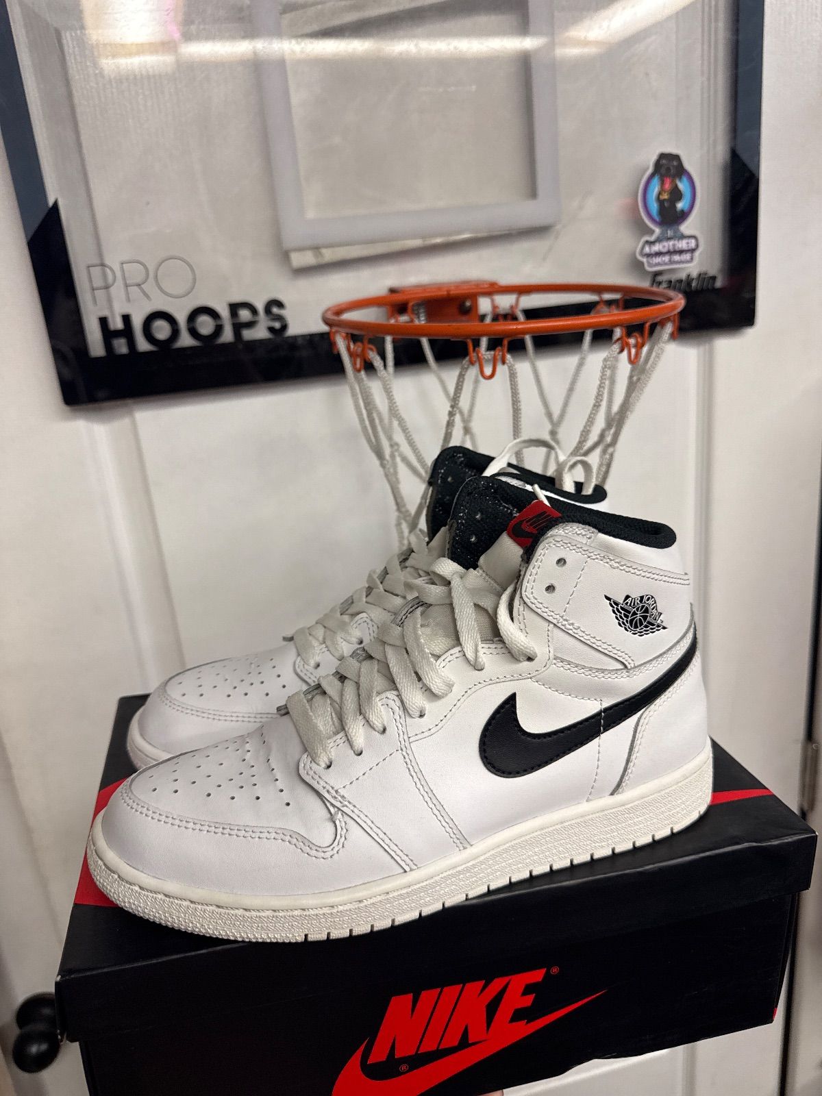 Jordan 1 Retro High Yin Yang White (GS) - Lightly Used, OG All Besides Black Laces