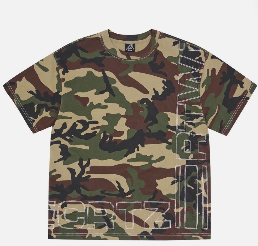 Corteiz Outline Heavyweight Tee Woodland Camo