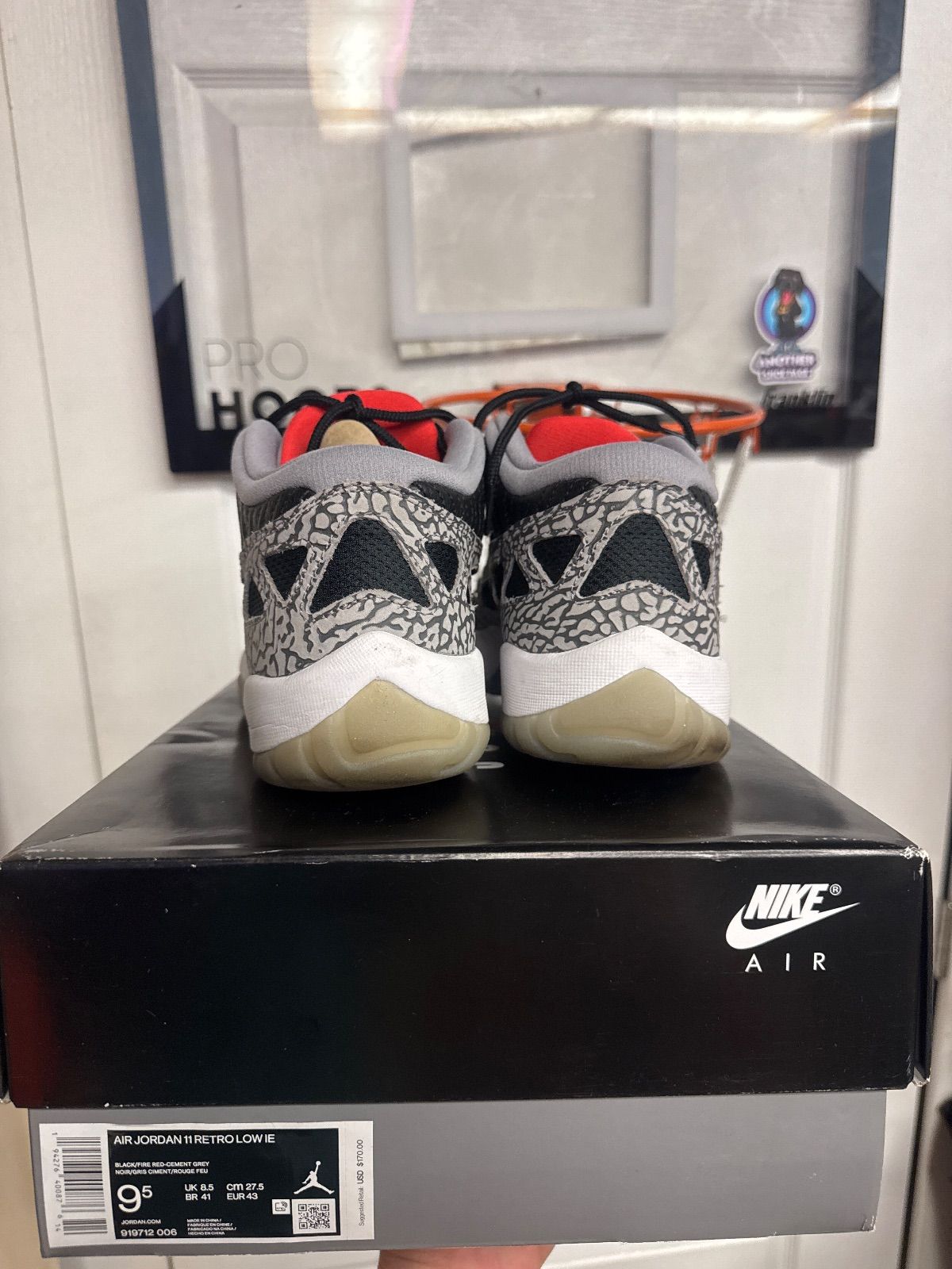 Jordan 11 Retro Low IE Black Cement - Lightly Used, OG All