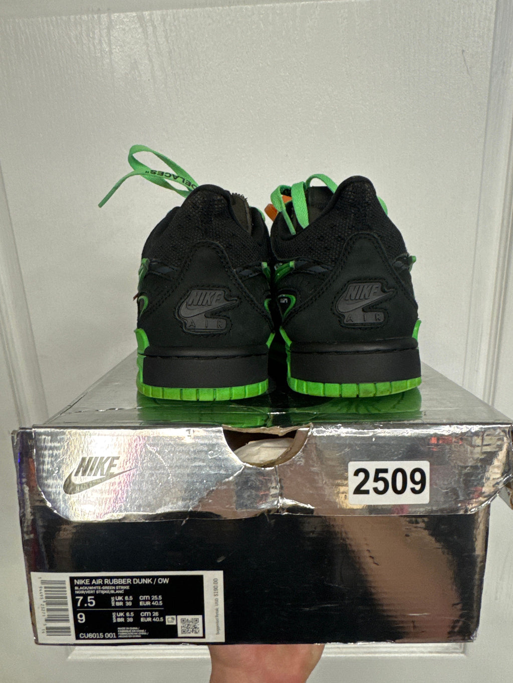 Nike Air Rubber Dunk Off-White Green Strike - Fairly Used, OG Box