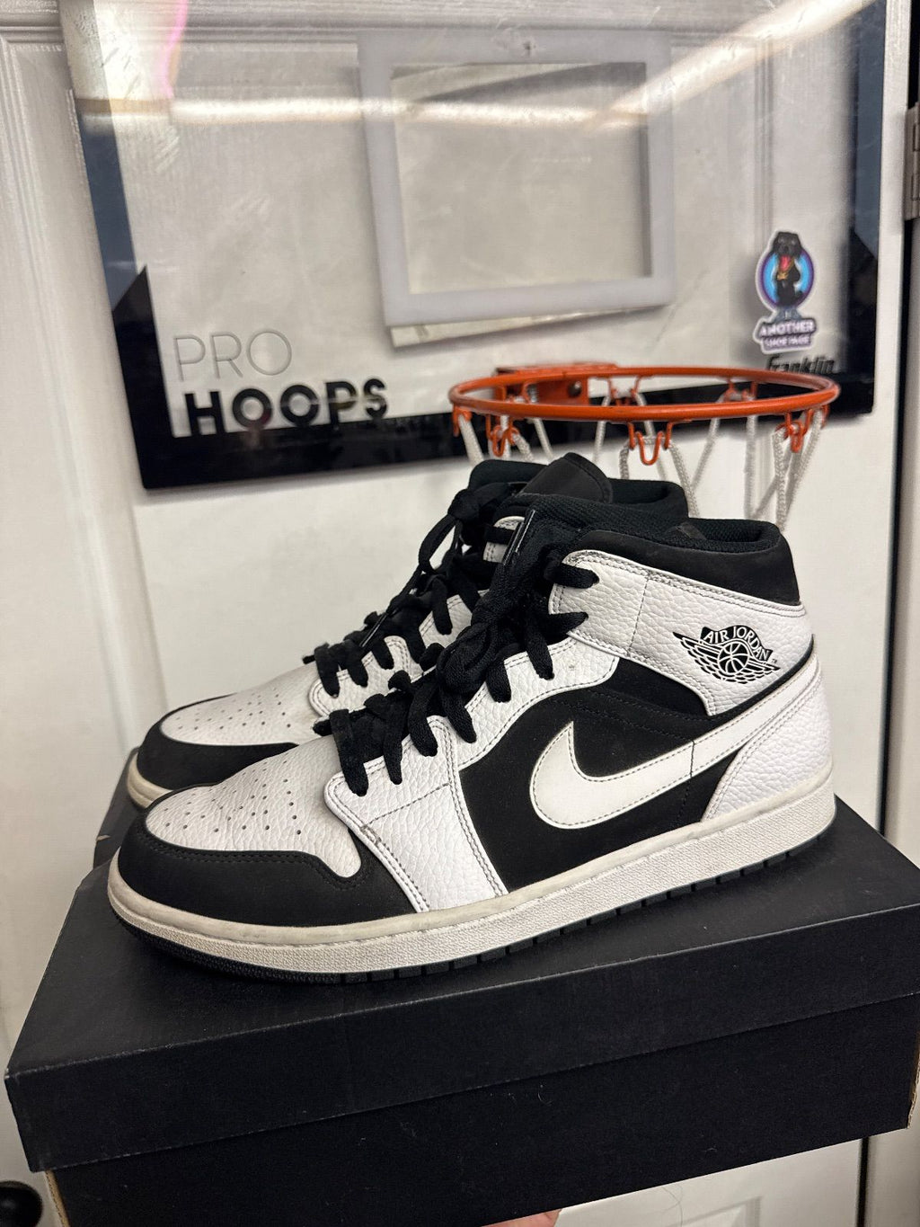 Jordan 1 Mid White Black - Lightly Used, OG All