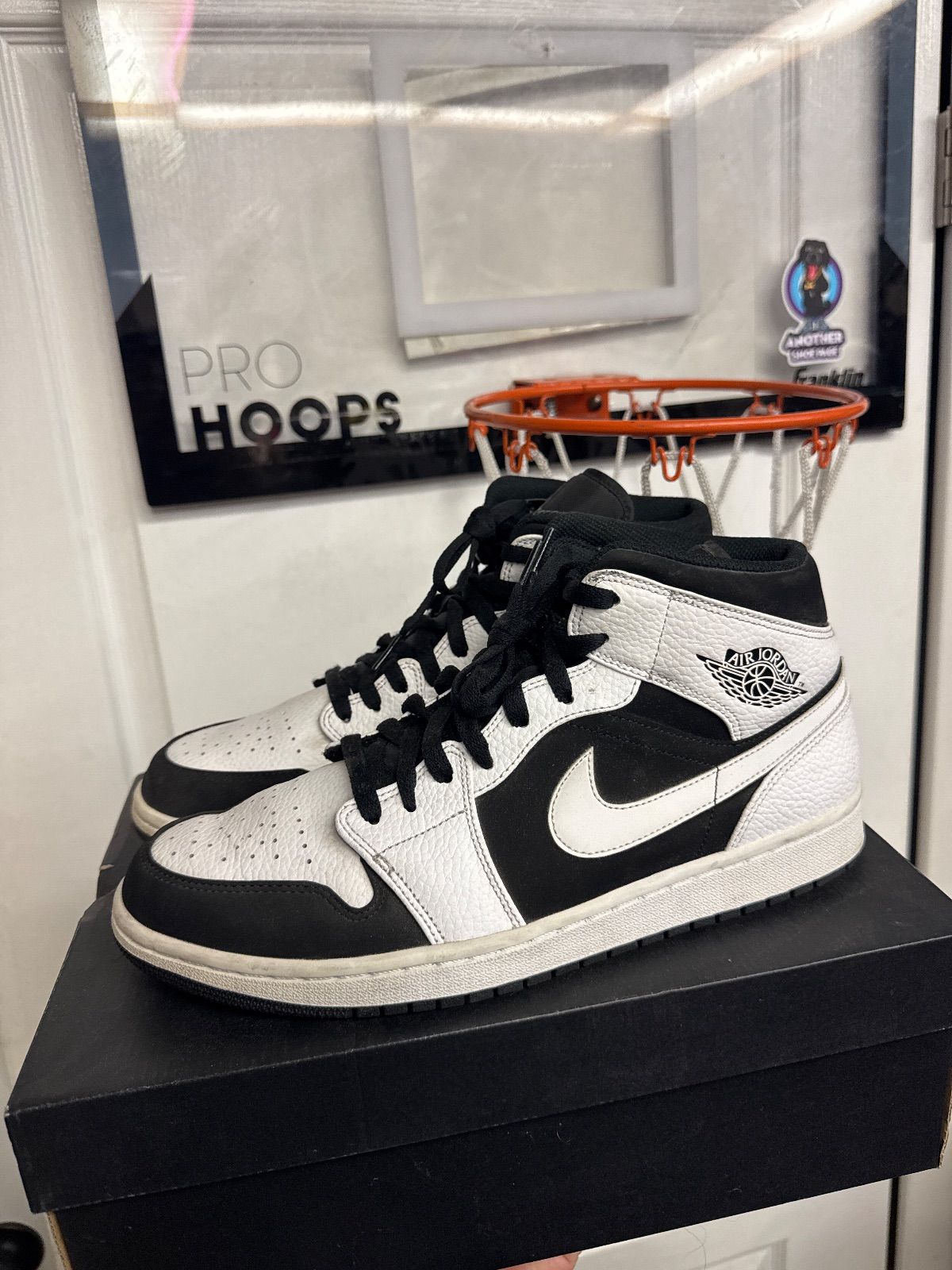 Jordan 1 Mid White Black - Lightly Used, OG All