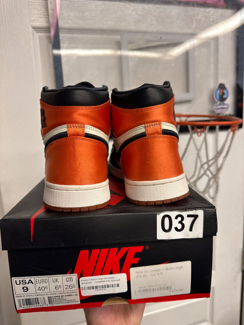 Jordan 1 Retro High OG Satin Shattered Backboard (Women's) - Lightly Used, OG All