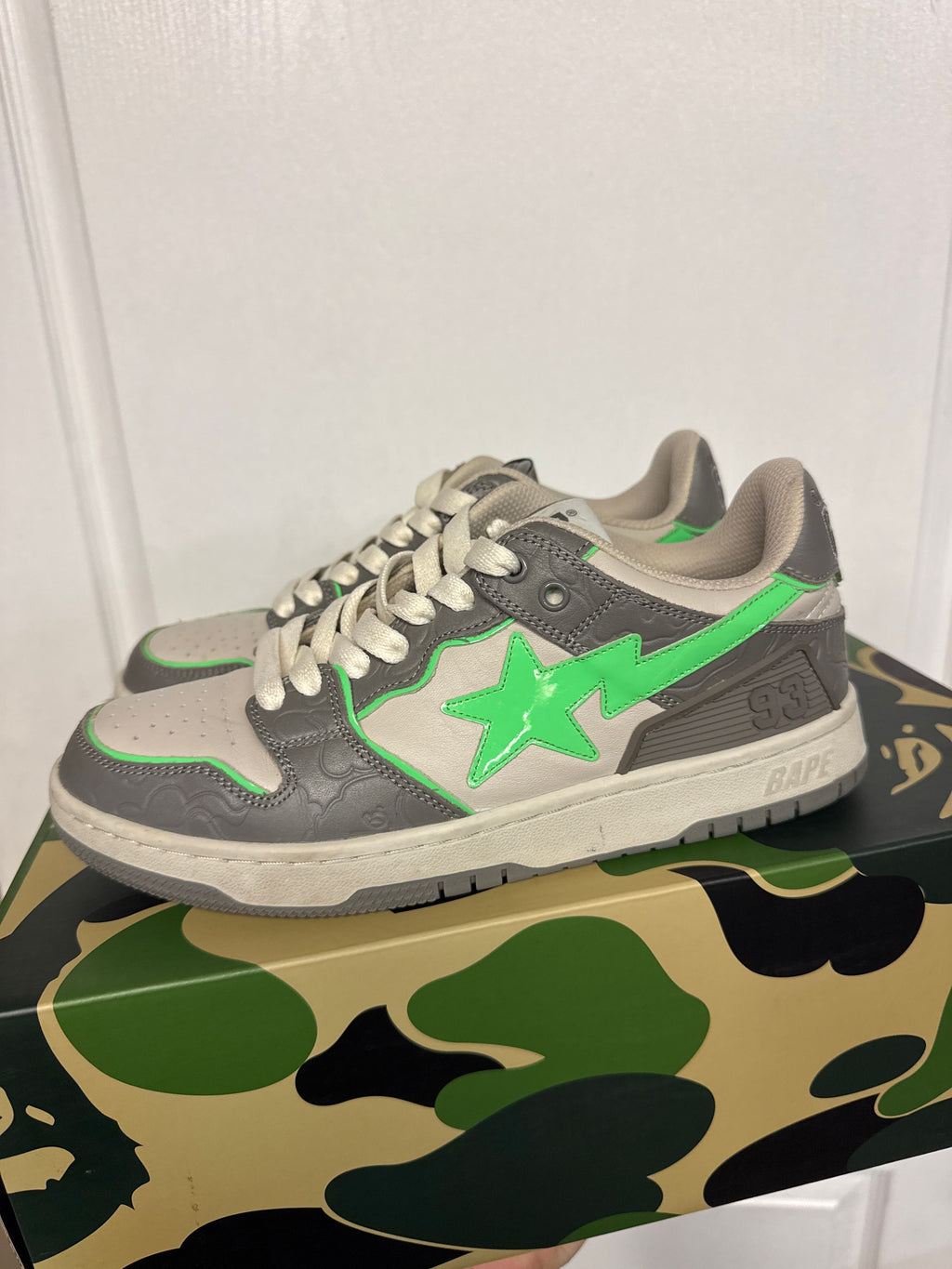 A Bathing Ape Bape SK8 Sta Grey Green - Lightly Used, OG All