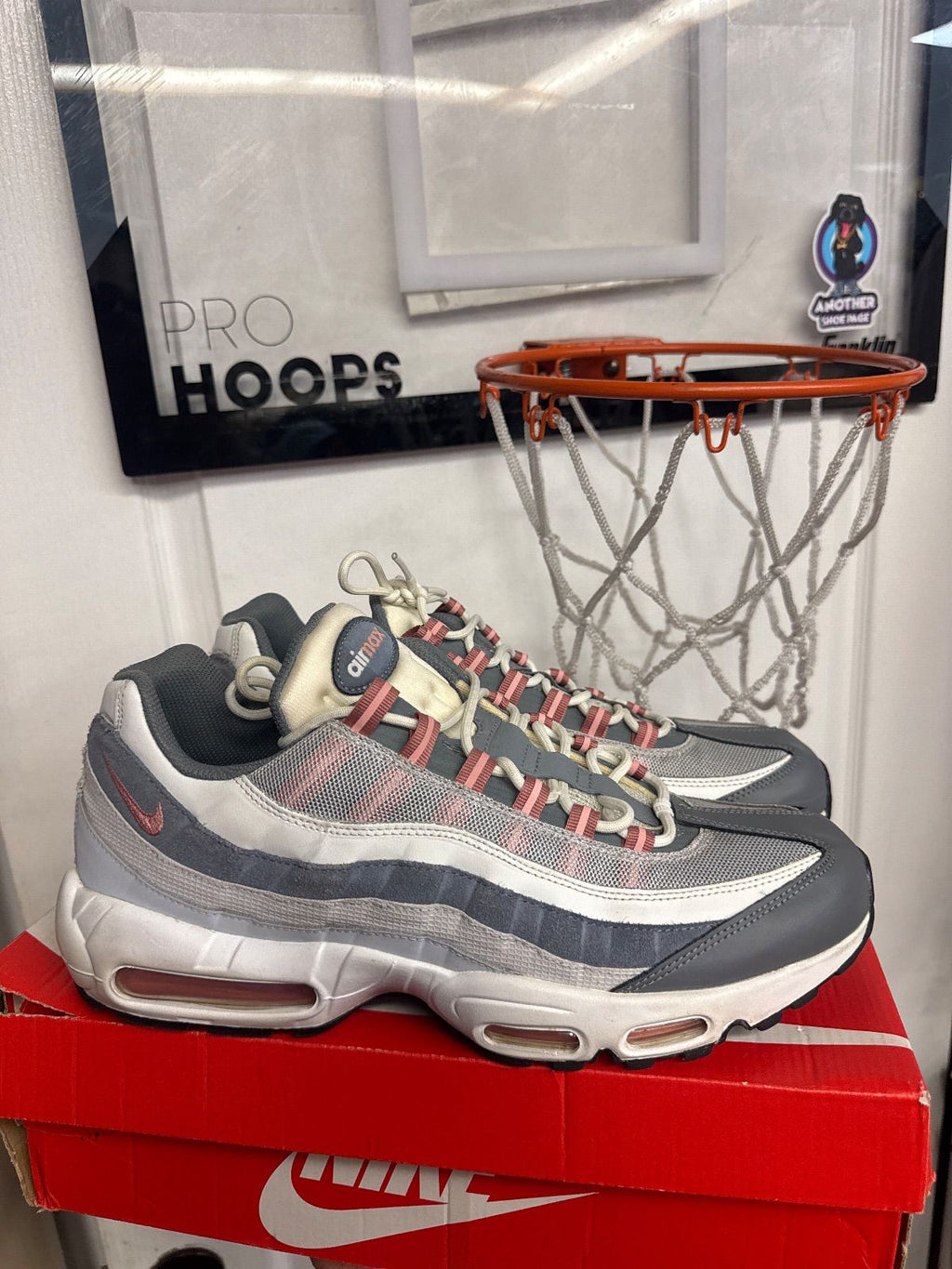 Nike Air Max 95 Vast Grey Red Stardust - Lightly Used, Replacement Box
