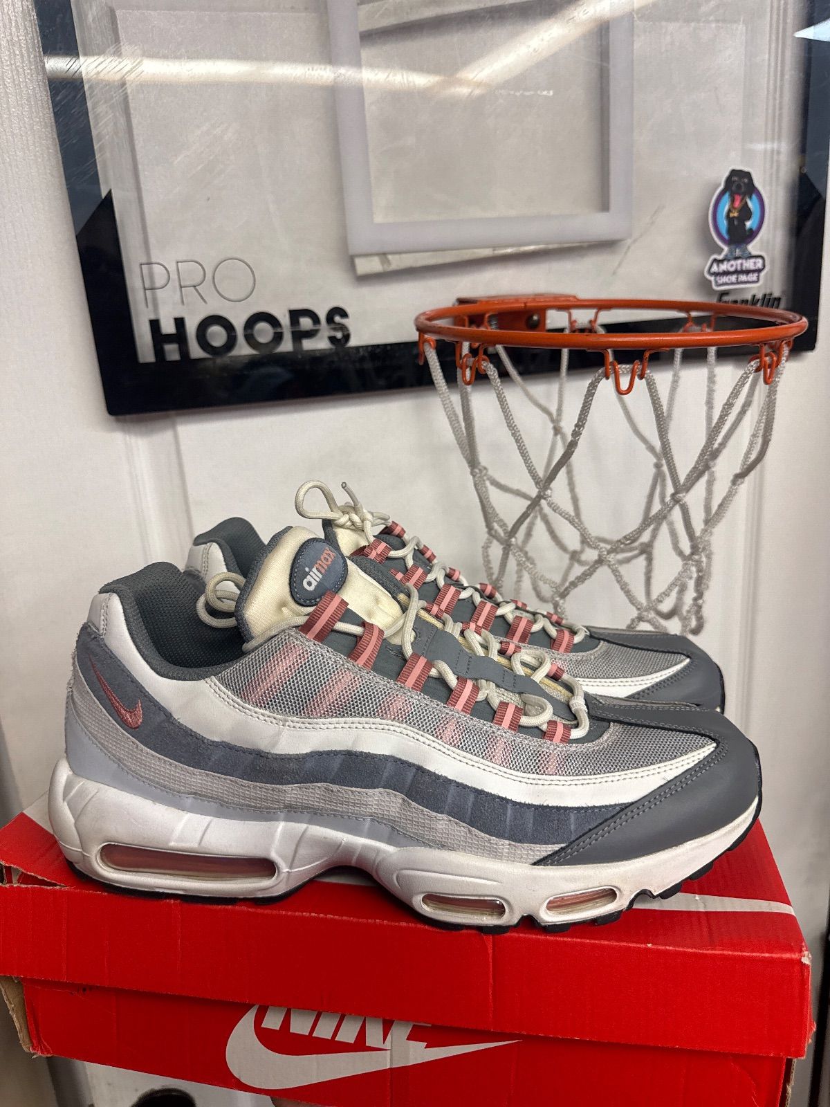 Nike Air Max 95 Vast Grey Red Stardust - Lightly Used, Replacement Box
