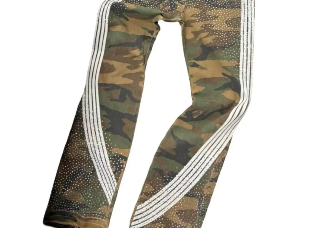 Kindred Camo Rhinestone Flare Jeans