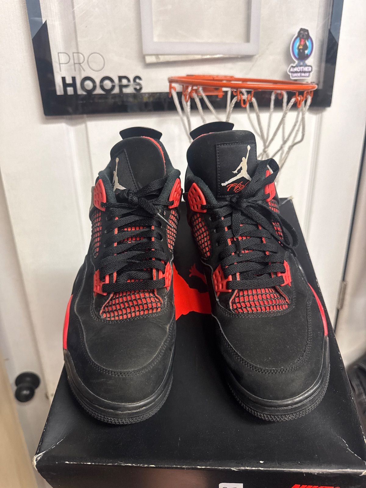 Jordan 4 Retro Red Thunder - Fairly Used, OG All