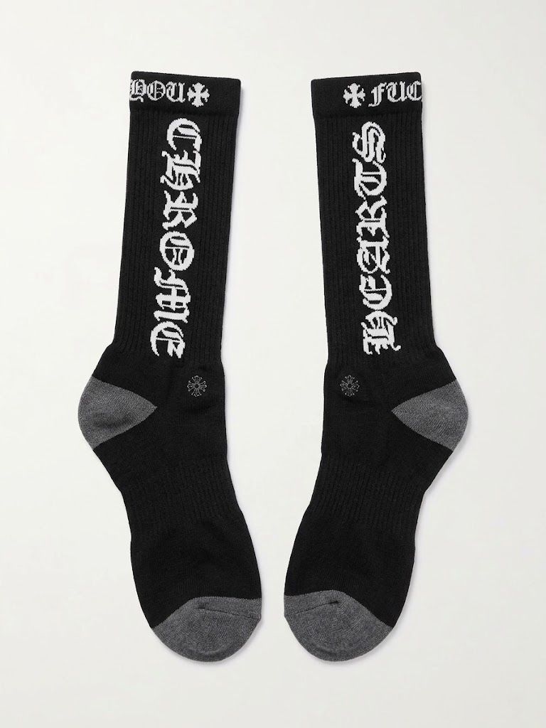 Chrome Hearts Logo Socks Black White