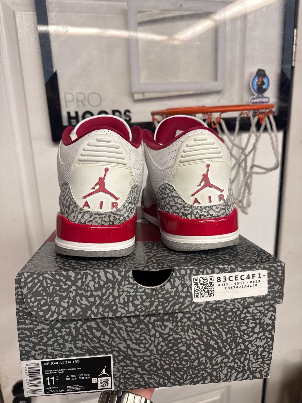 Jordan 3 Retro Cardinal Red - Fairly Used, OG All