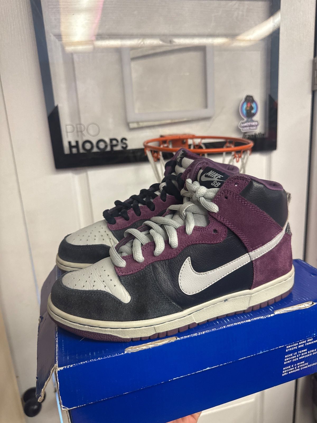 Nike SB Dunk High Dark Obsidian Metallic Platinum - Lightly Used, OG All