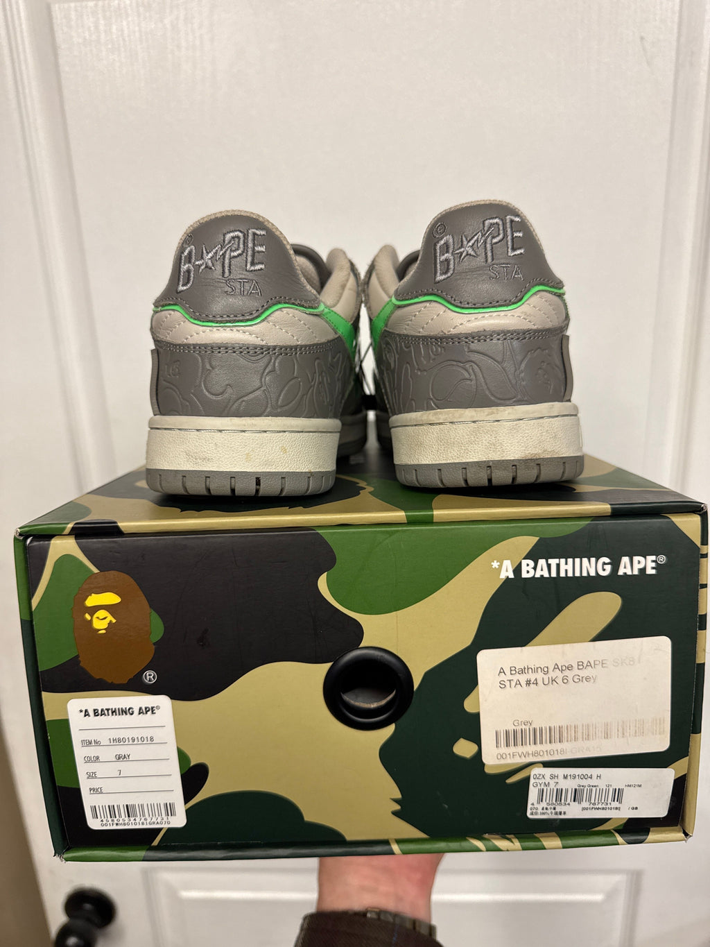 A Bathing Ape Bape SK8 Sta Grey Green - Lightly Used, OG All