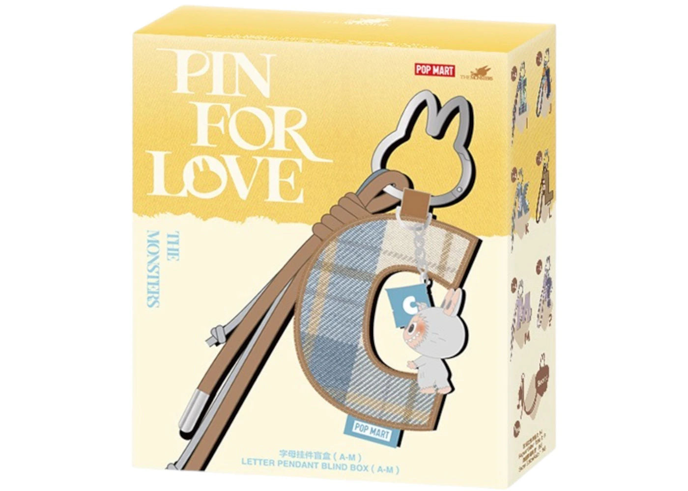Pop Mart Labubu The Monsters Pin for Love Series Letter Pendant (A-M) Single Blind Box
