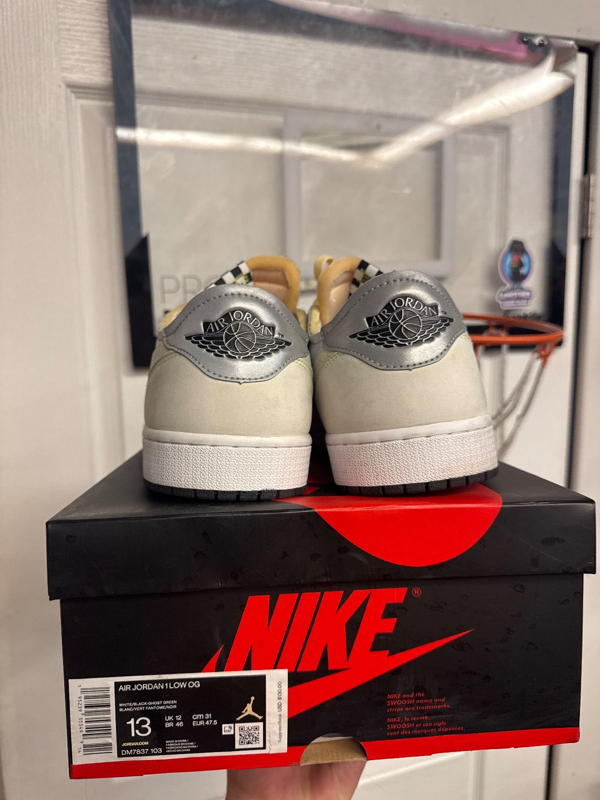 Jordan 1 Retro Low White Ghost Green Black - Lightly Used, OG All