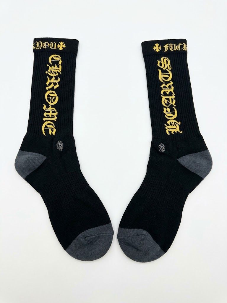 Chrome Hearts Logo Socks Black Yellow