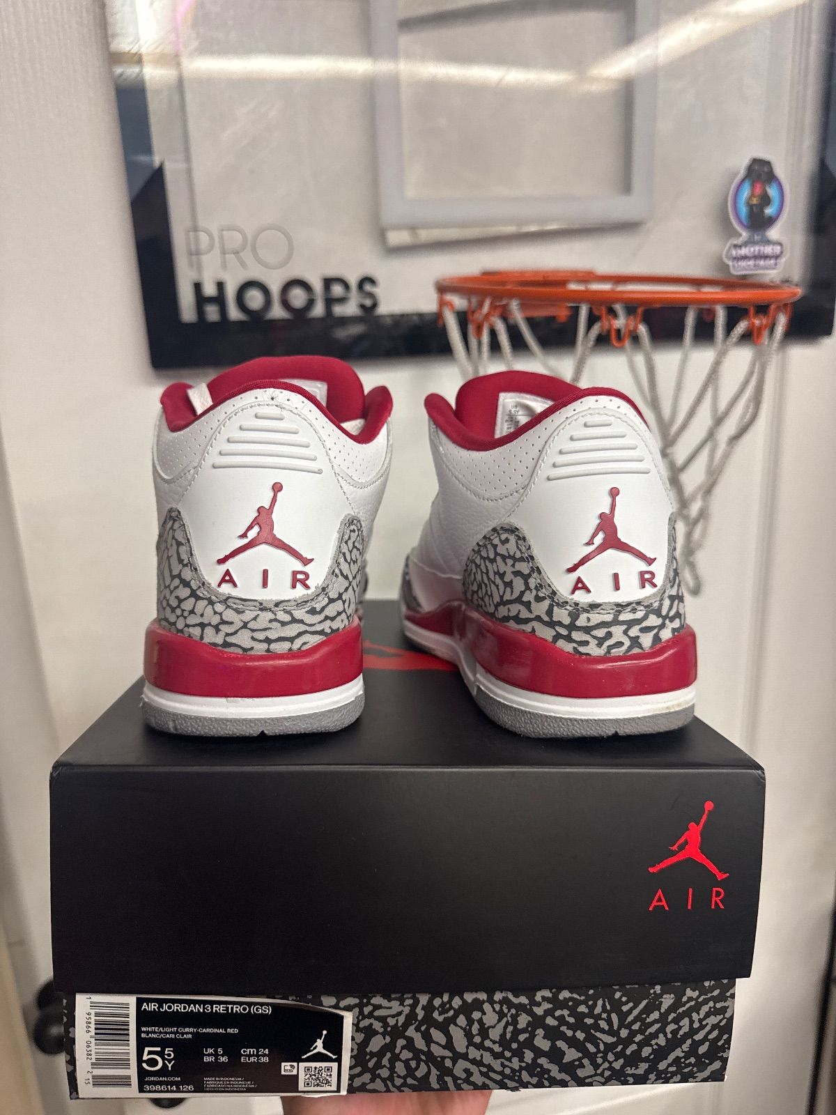 Jordan 3 Retro Cardinal (GS) - Lightly Used, OG All