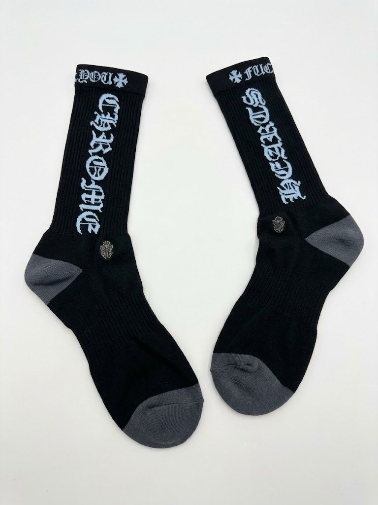 Chrome Hearts Logo Socks Black Blue