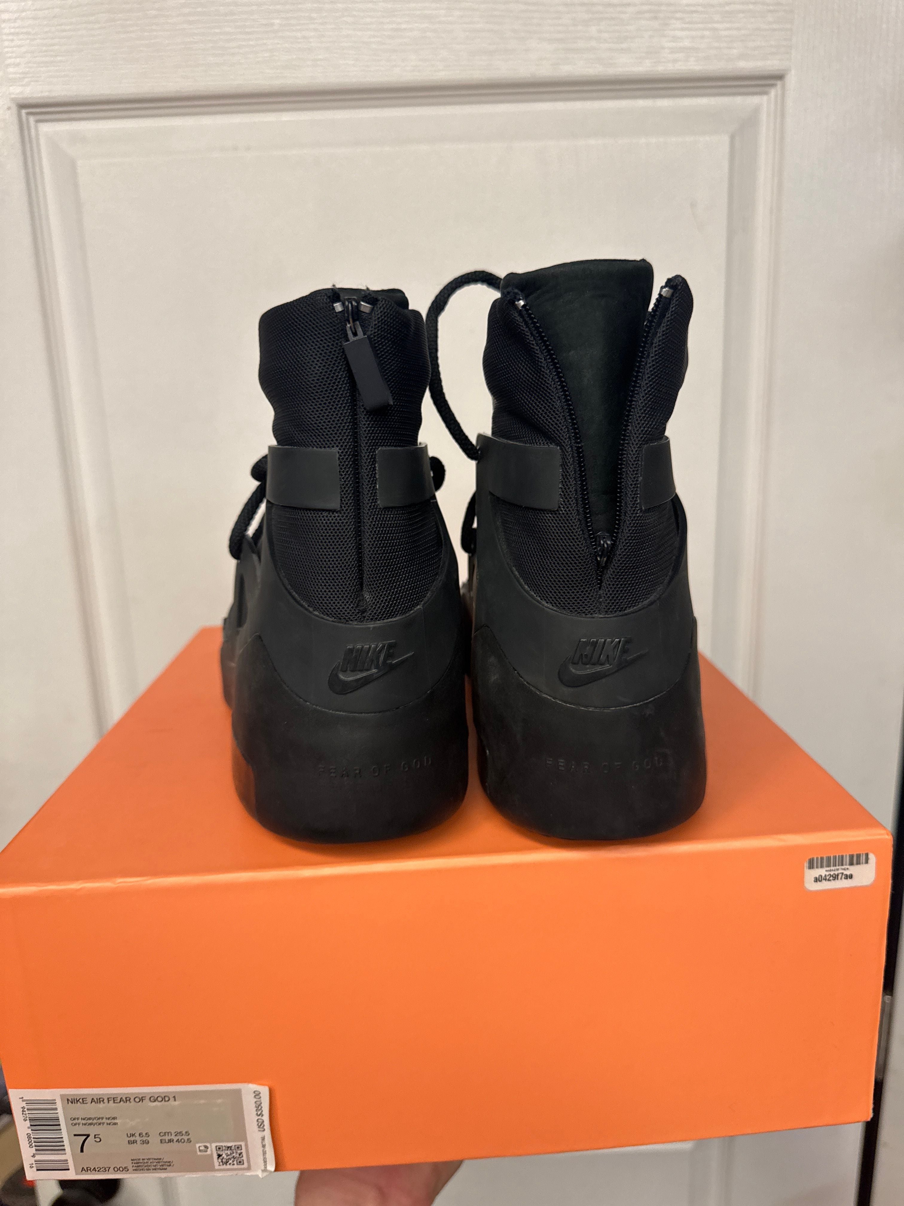 Nike Air Fear of God 1 Triple Black - Lightly Used, OG All